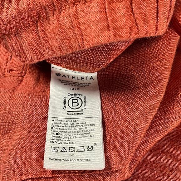 Athleta 100% Linen Pants NWOT Relaxed Fit Womens Casual Summer Style Size 10P - Picture 8 of 10
